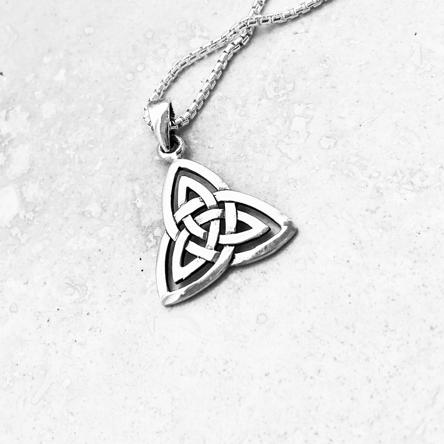 Sterling Silver Large Celtic Triquetra Woven Necklace | Statement Trinity Knot Jewelry