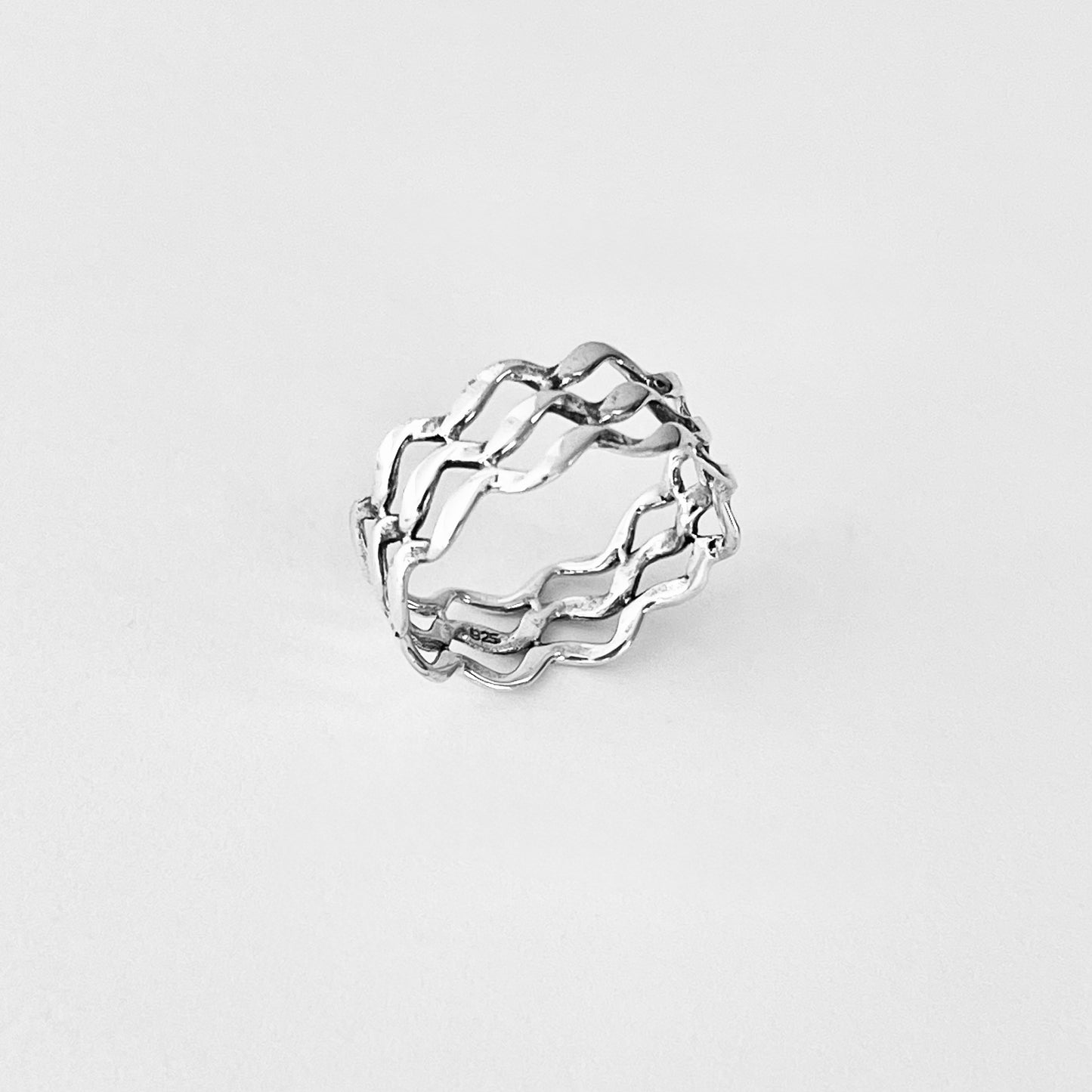 Sterling Silver Eternity Triple Wave Band Ring, Ocean Jewelry, Surfer Rings