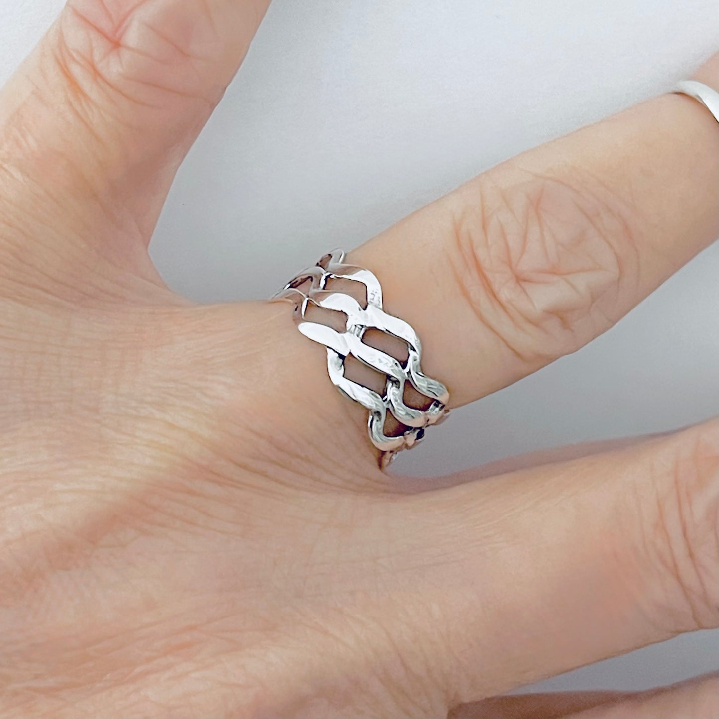 Sterling Silver Eternity Triple Wave Band Ring, Ocean Jewelry, Surfer Rings