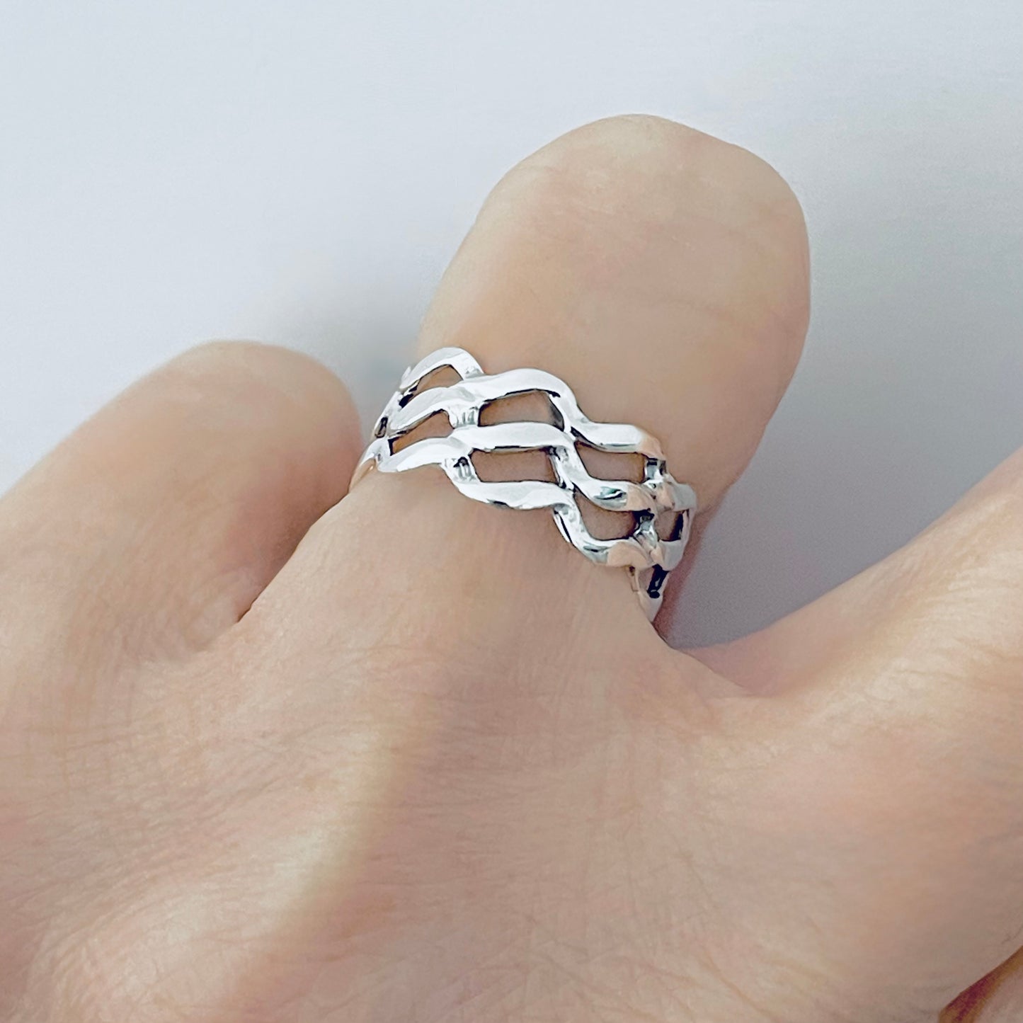 Sterling Silver Eternity Triple Wave Band Ring, Ocean Jewelry, Surfer Rings