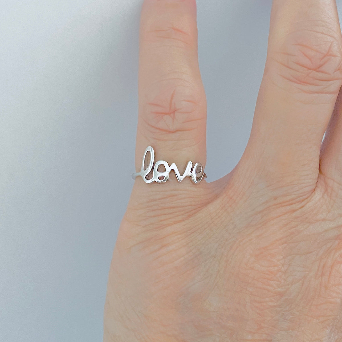 925 Sterling Silver Dainty Statement Love Toe Ring | Word Midi Pinky Silver Rings