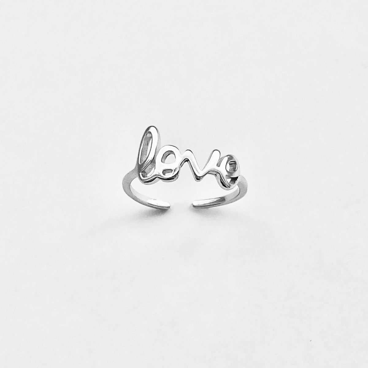 925 Sterling Silver Dainty Statement Love Toe Ring | Word Midi Pinky Silver Rings