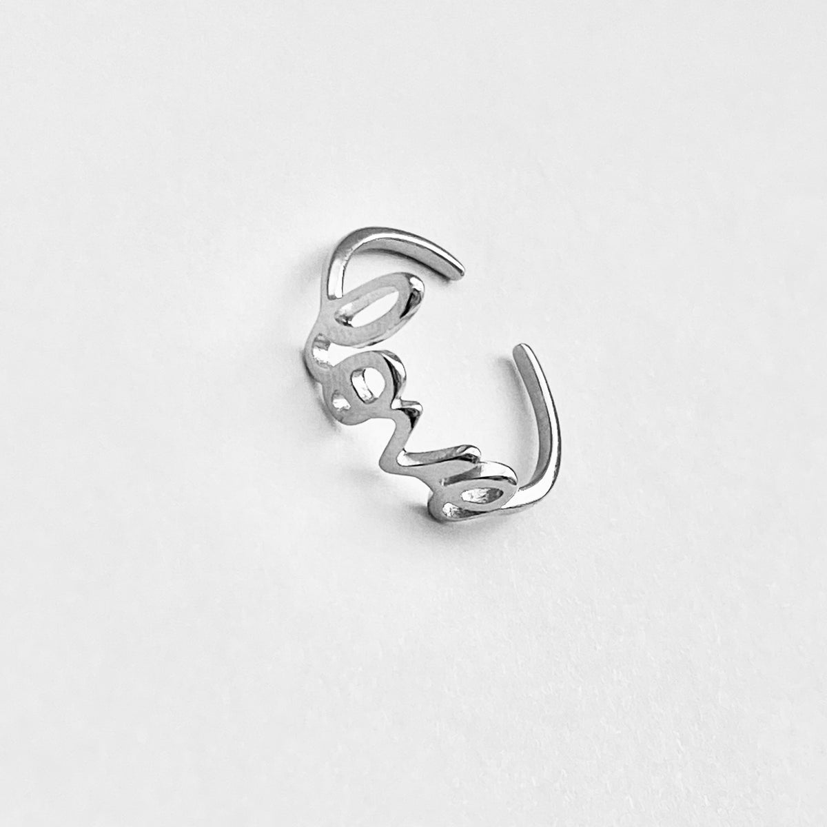 925 Sterling Silver Dainty Statement Love Toe Ring | Word Midi Pinky Silver Rings