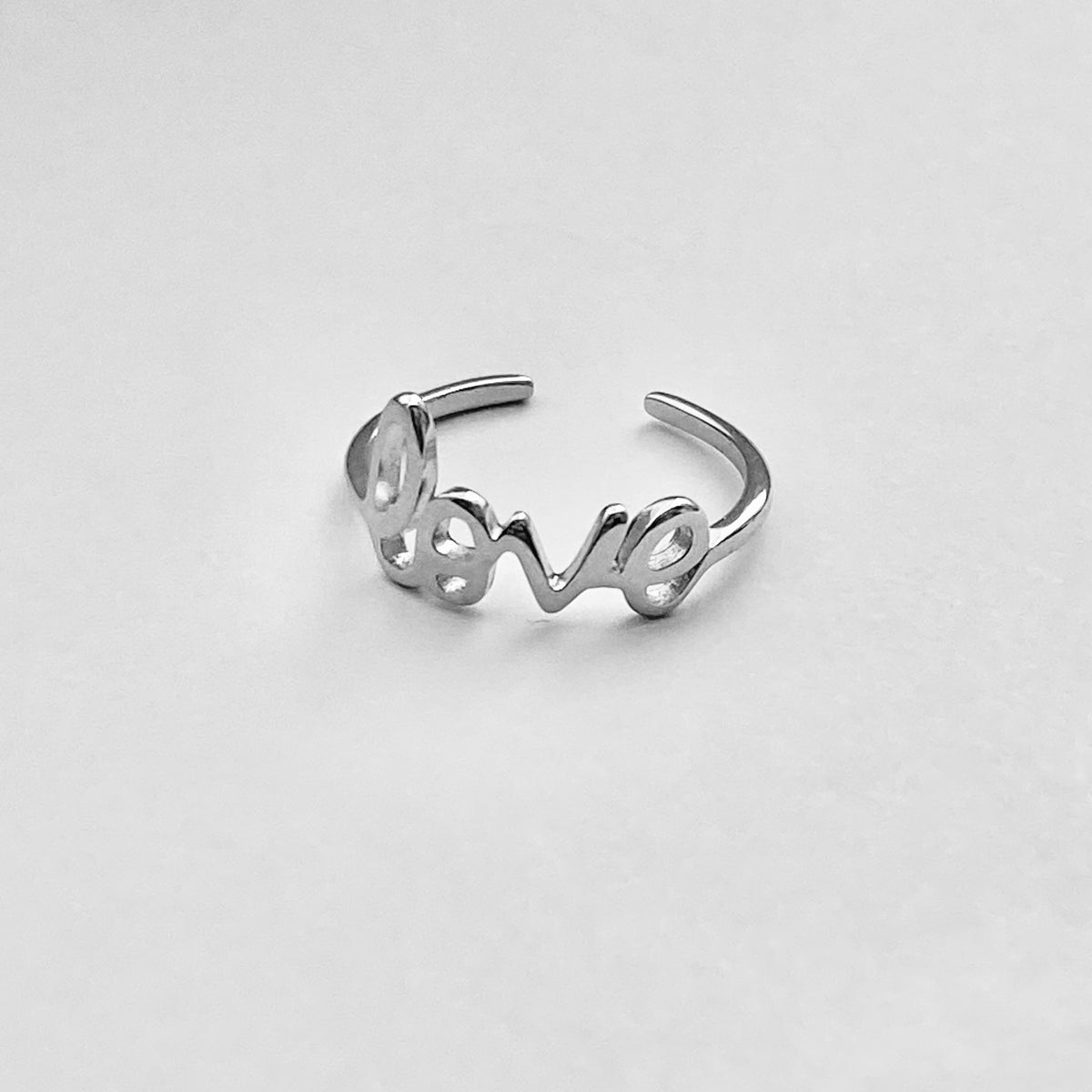 925 Sterling Silver Dainty Statement Love Toe Ring | Word Midi Pinky Silver Rings