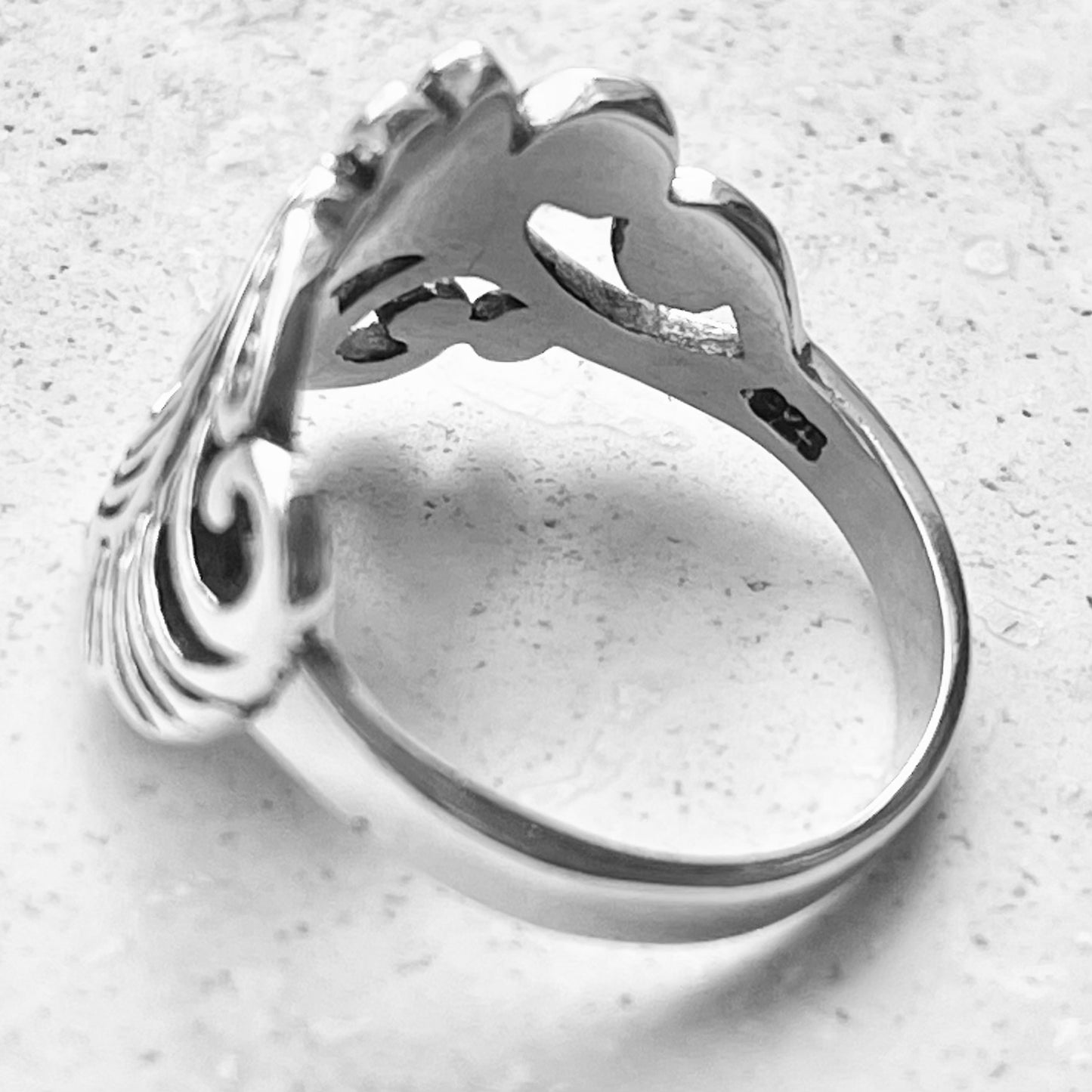 Sterling Silver Swirly Leaf Ring, Tree Ring, Swirl Silver Rings