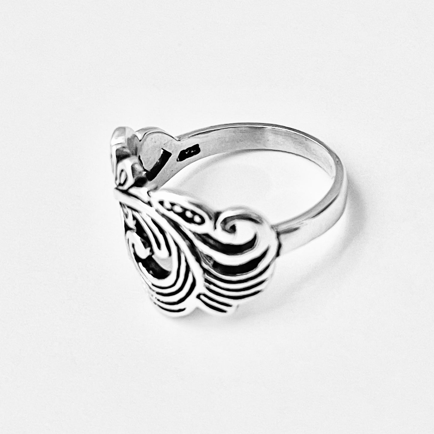 Sterling Silver Swirly Leaf Ring, Tree Ring, Swirl Leaves, Silver Rings