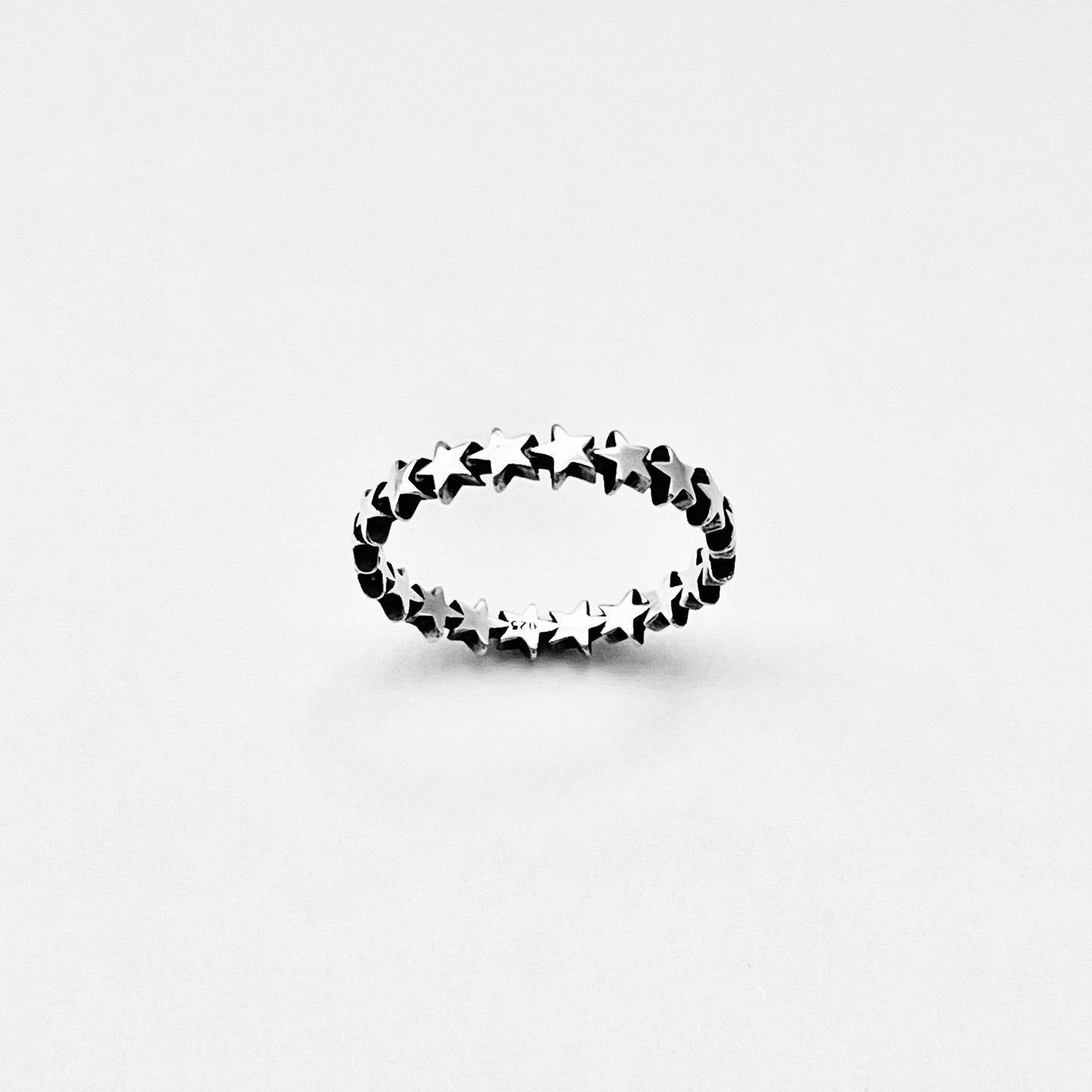 Sterling Silver Delicate Eternity Star Band Ring, Celestial Jewelry, Stackable Bands