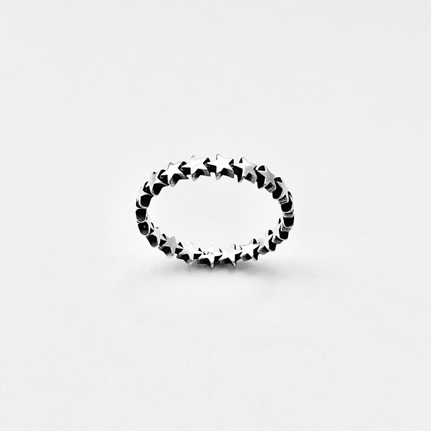 Sterling Silver Delicate Eternity Star Band Ring, Celestial Jewelry, Stackable Bands