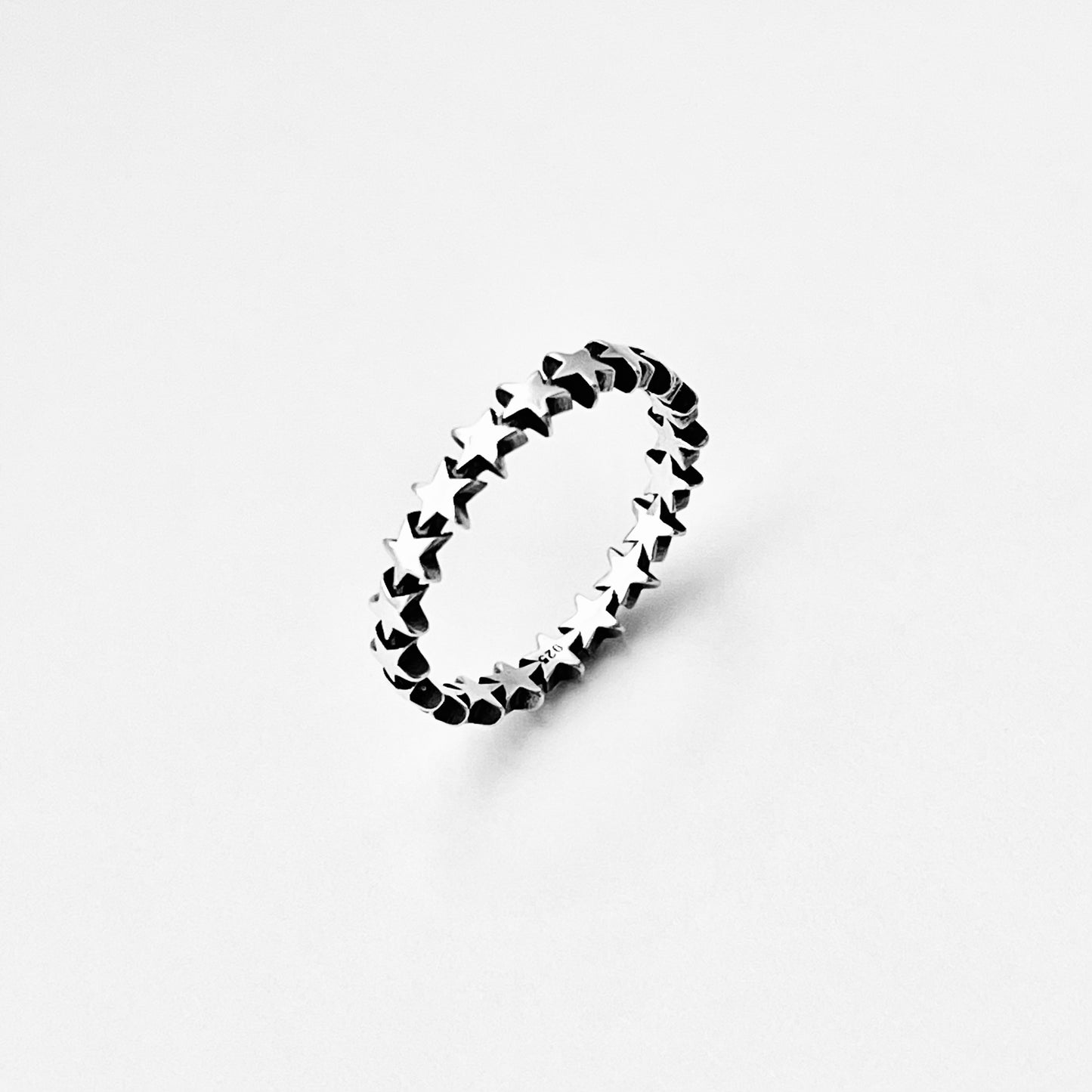 Sterling Silver Delicate Eternity Star Band Ring, Celestial Jewelry, Stackable Bands
