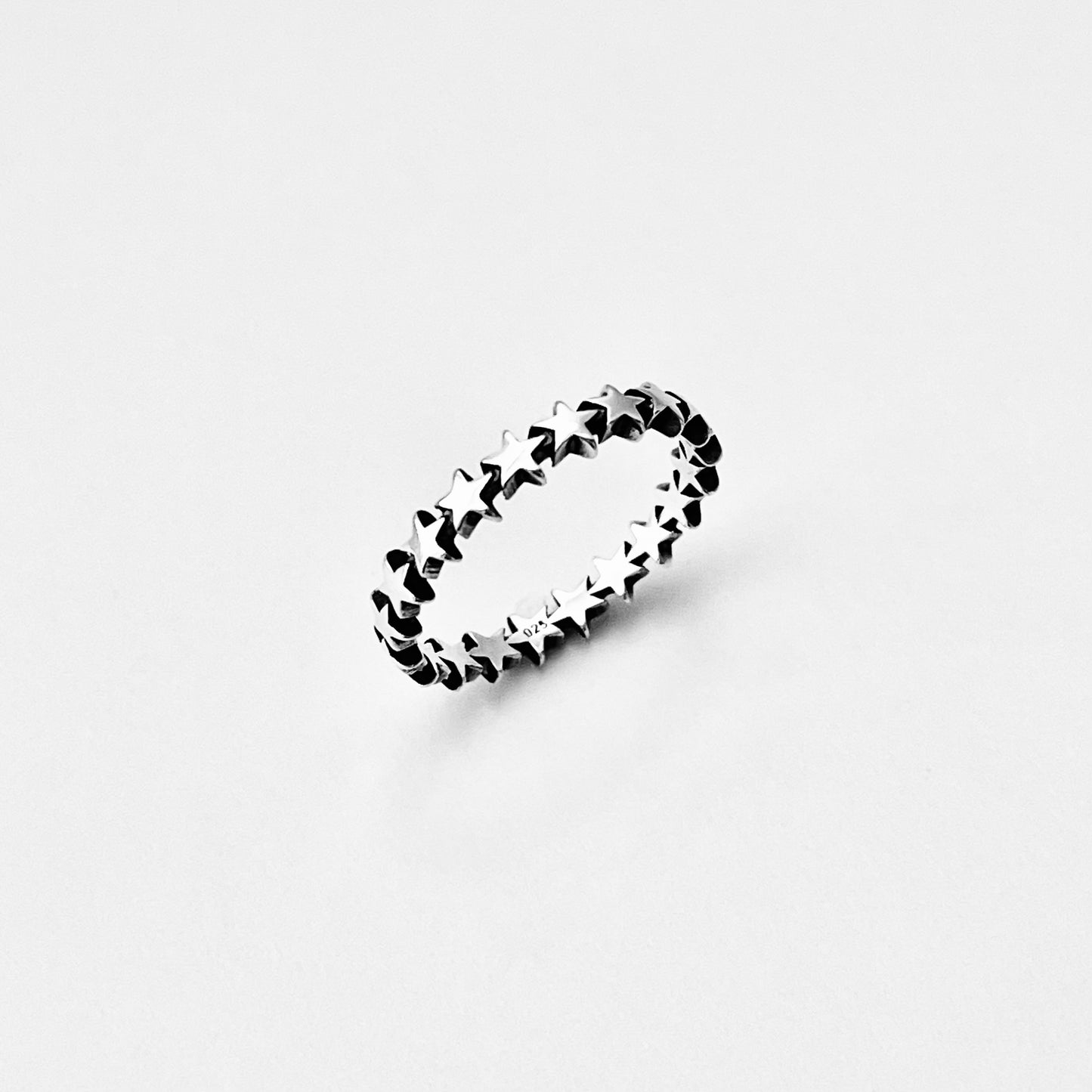 Sterling Silver Delicate Eternity Star Band Ring, Celestial Jewelry, Stackable Bands