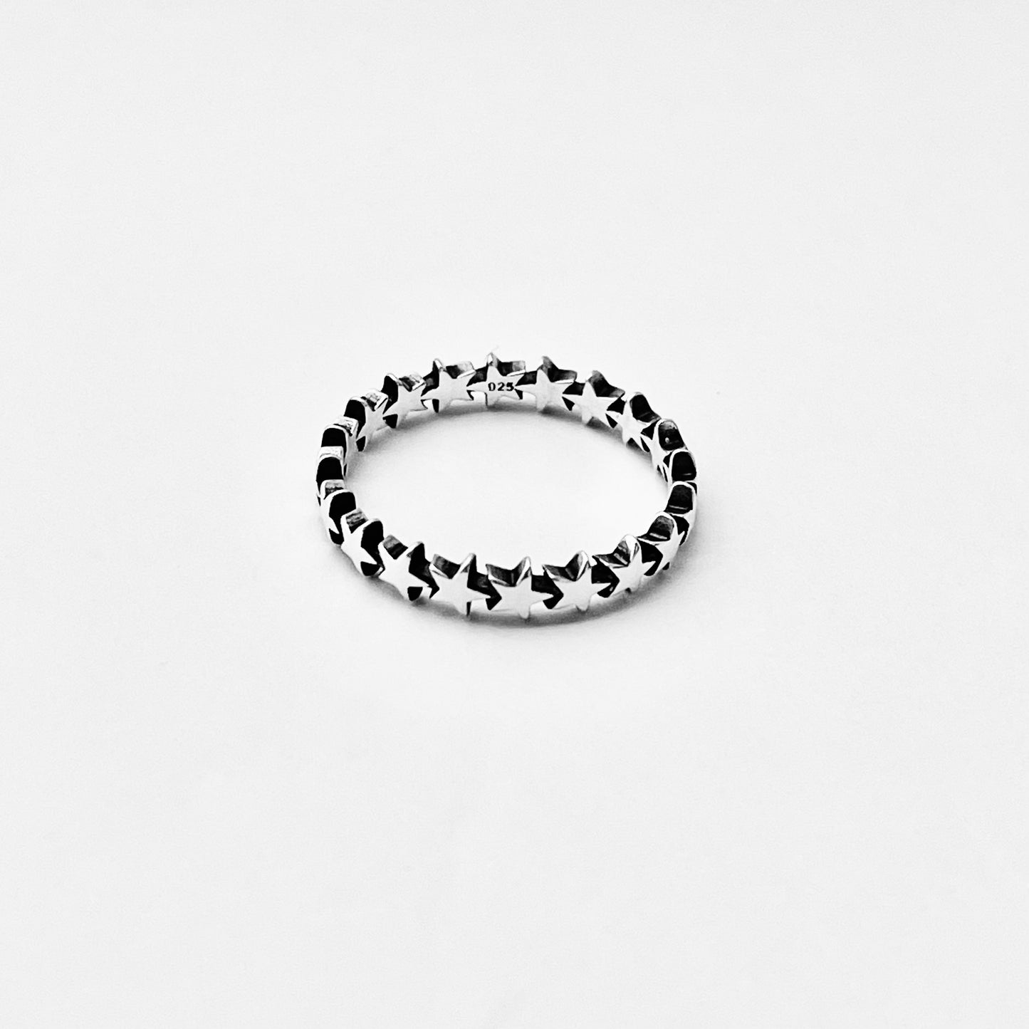 Sterling Silver Delicate Eternity Star Band Ring, Celestial Jewelry, Stackable Bands