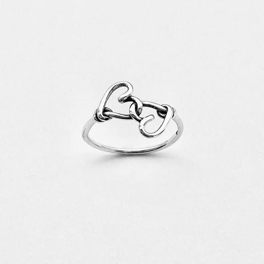 Sterling Silver Double Wire Heart Ring | Forever Connected Love, Minimalist Silver Rings