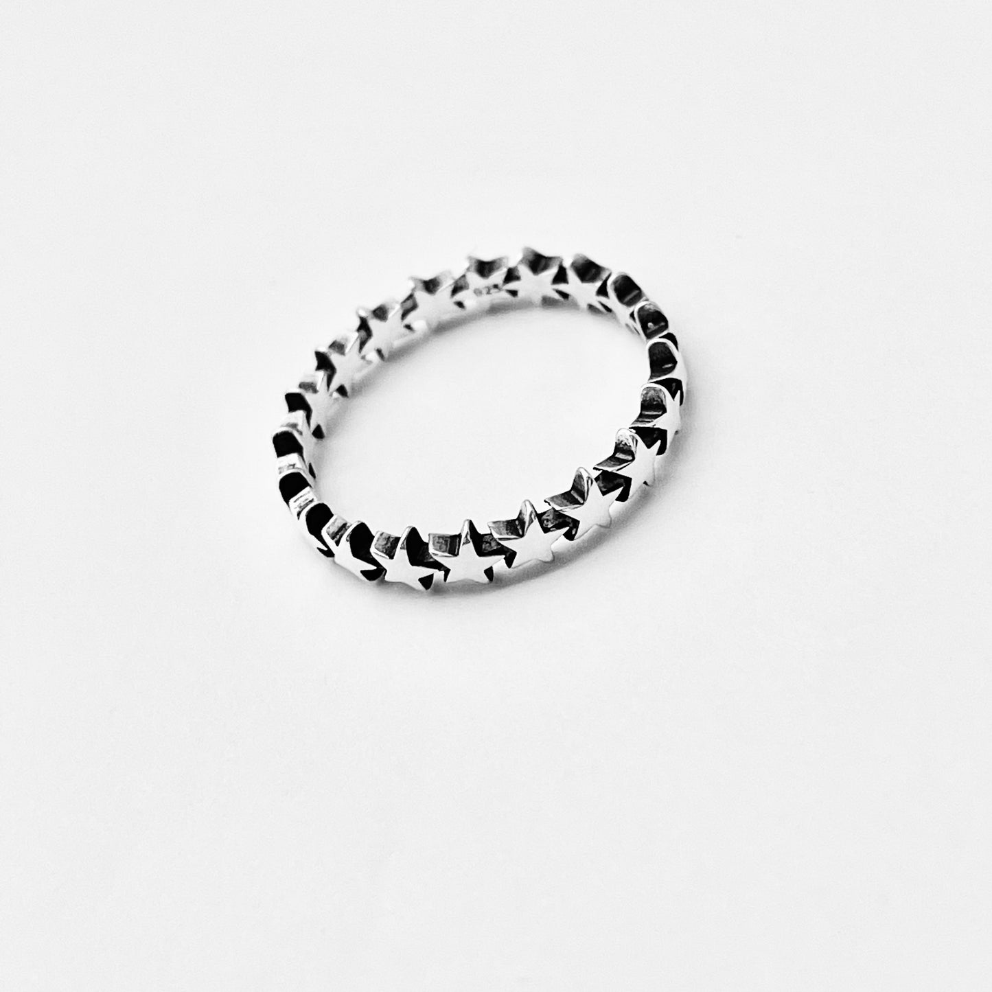 Sterling Silver Delicate Eternity Star Band Ring, Celestial Jewelry, Stackable Bands