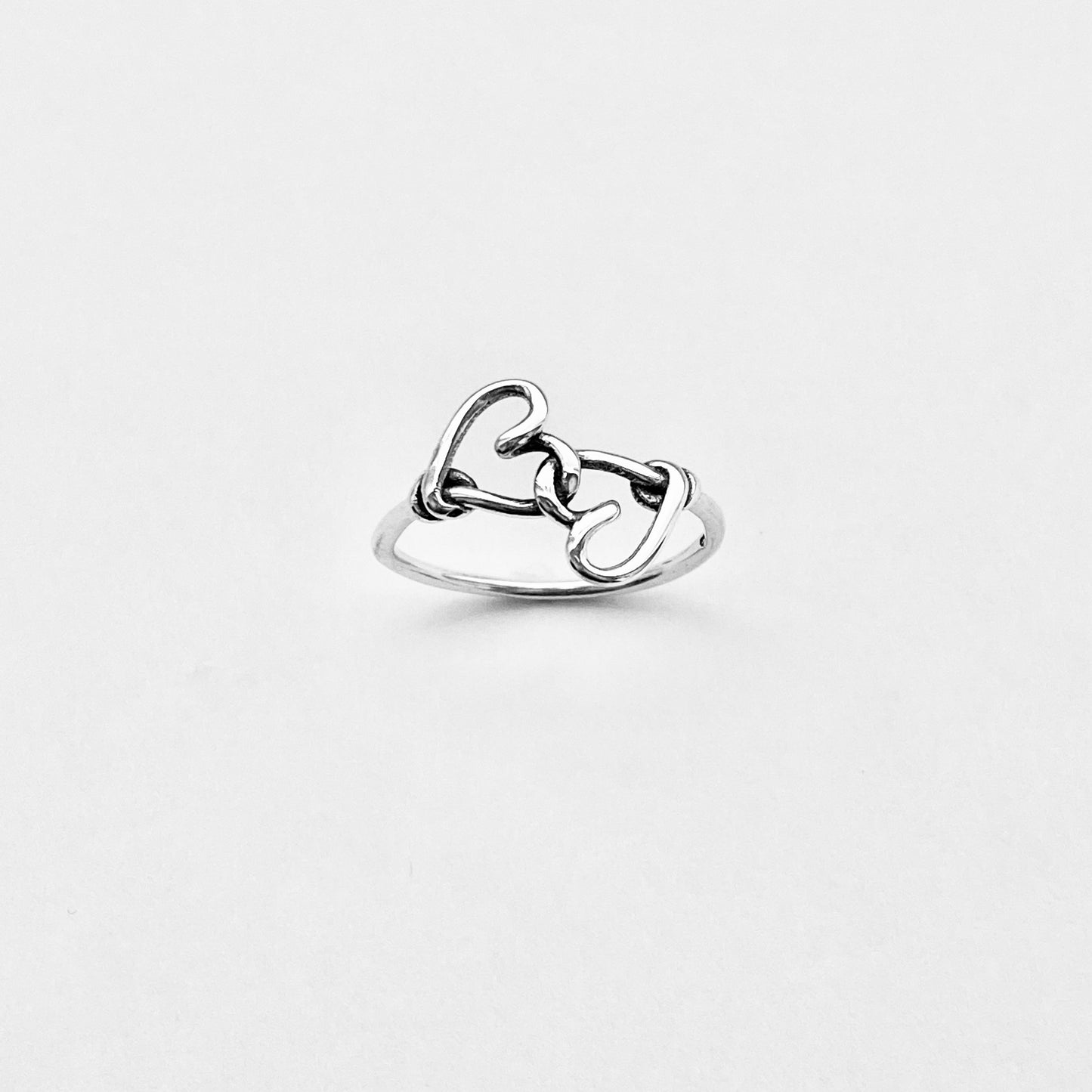 Sterling Silver Double Wire Heart Ring | Forever Connected Love, Minimalist Silver Rings