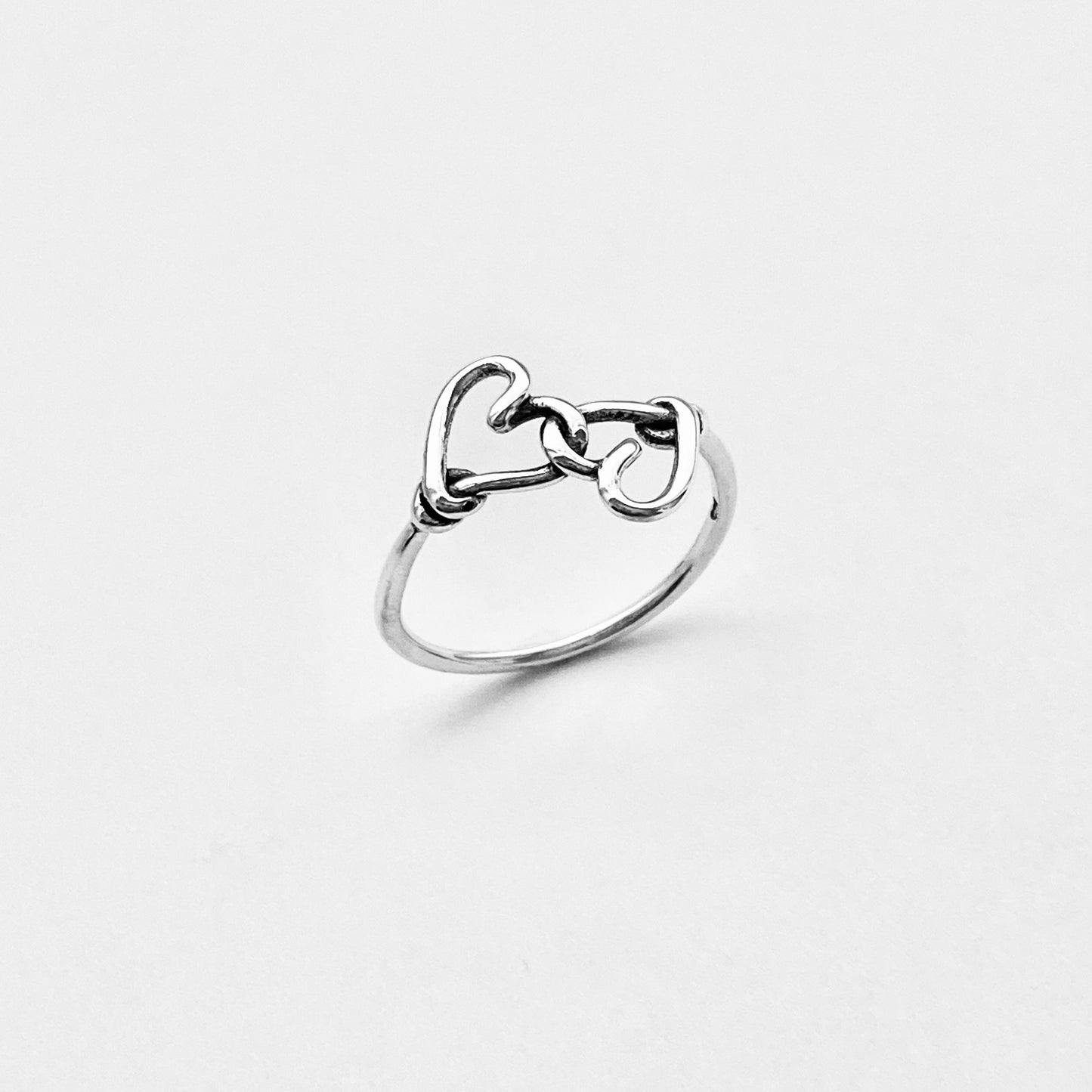 Sterling Silver Double Wire Heart Ring | Forever Connected Love, Minimalist Silver Rings