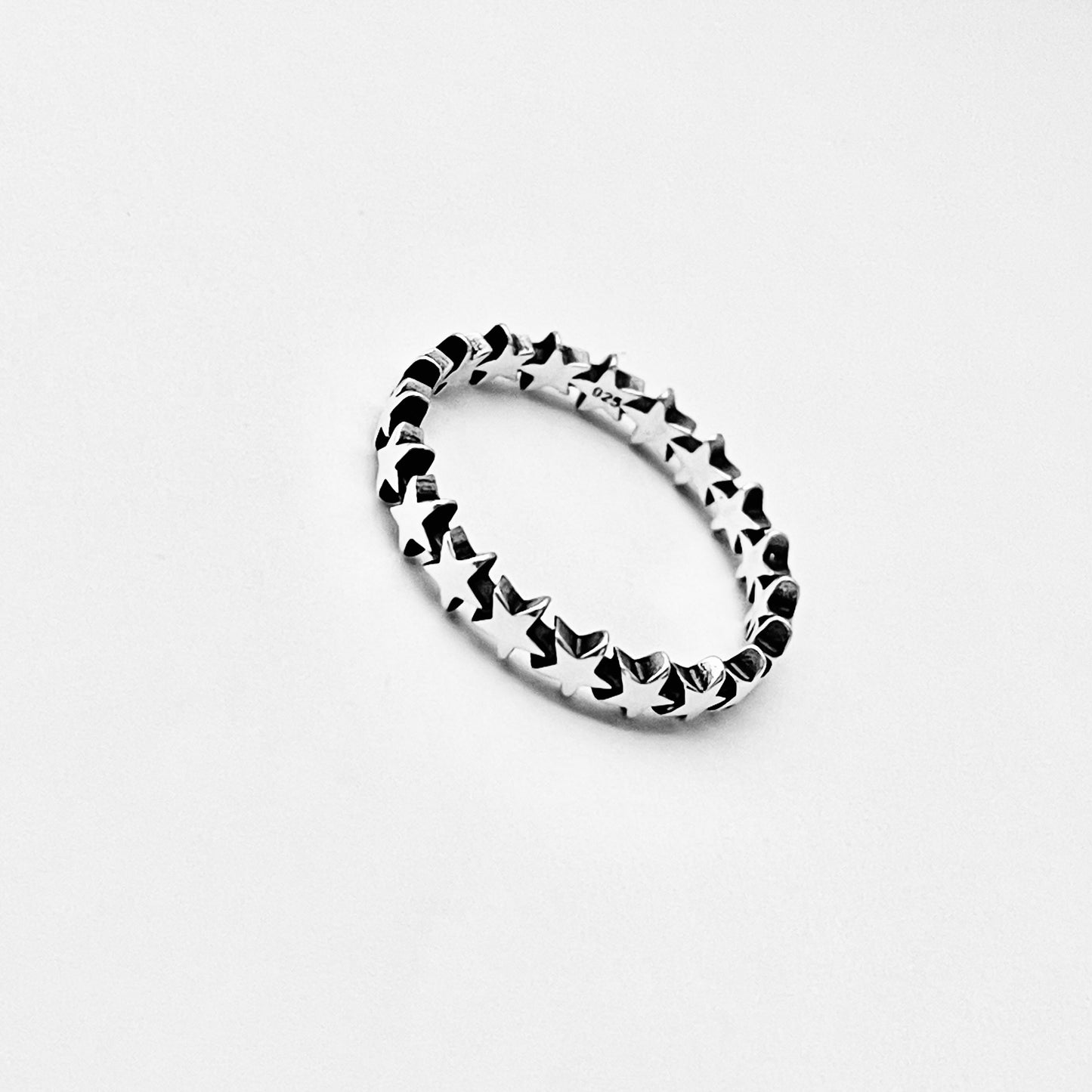 Sterling Silver Delicate Eternity Star Band Ring, Celestial Jewelry, Stackable Bands