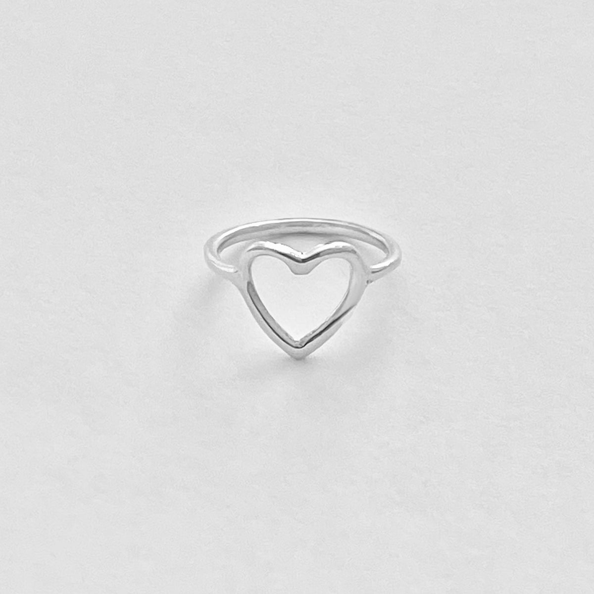 Sterling Silver Open Heart Ring – Dainty Love Statement Rings