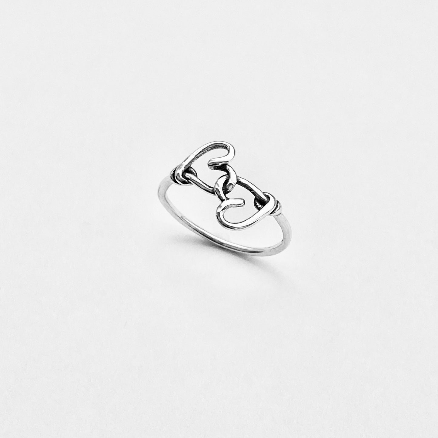 Sterling Silver Double Wire Heart Ring | Forever Connected Love, Minimalist Silver Rings