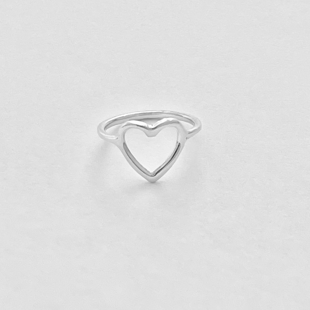 Sterling Silver Open Heart Ring – Dainty Love Statement Rings