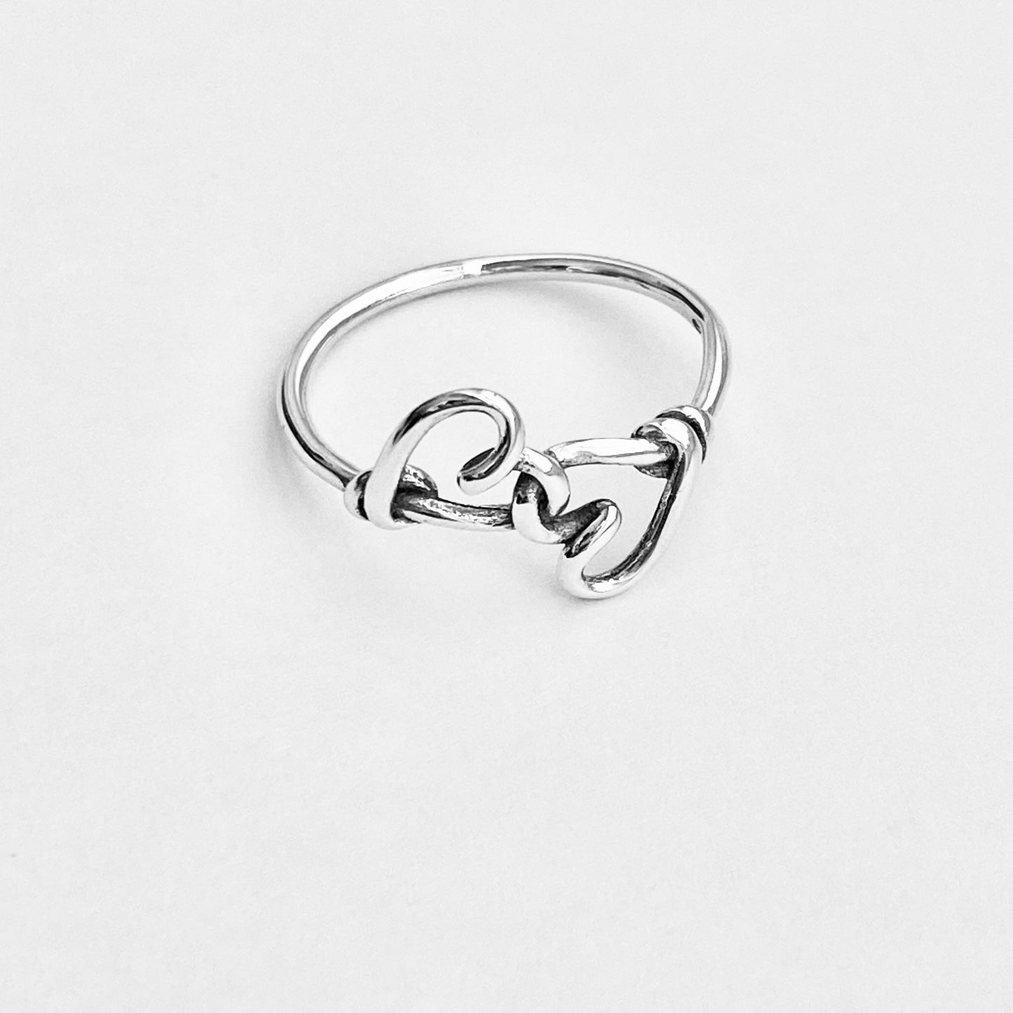 Sterling Silver Double Wire Heart Ring | Forever Connected Love, Minimalist Silver Rings