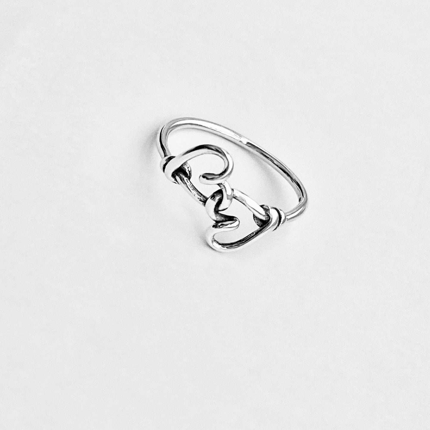 Sterling Silver Double Wire Heart Ring | Forever Connected Love, Minimalist Silver Rings