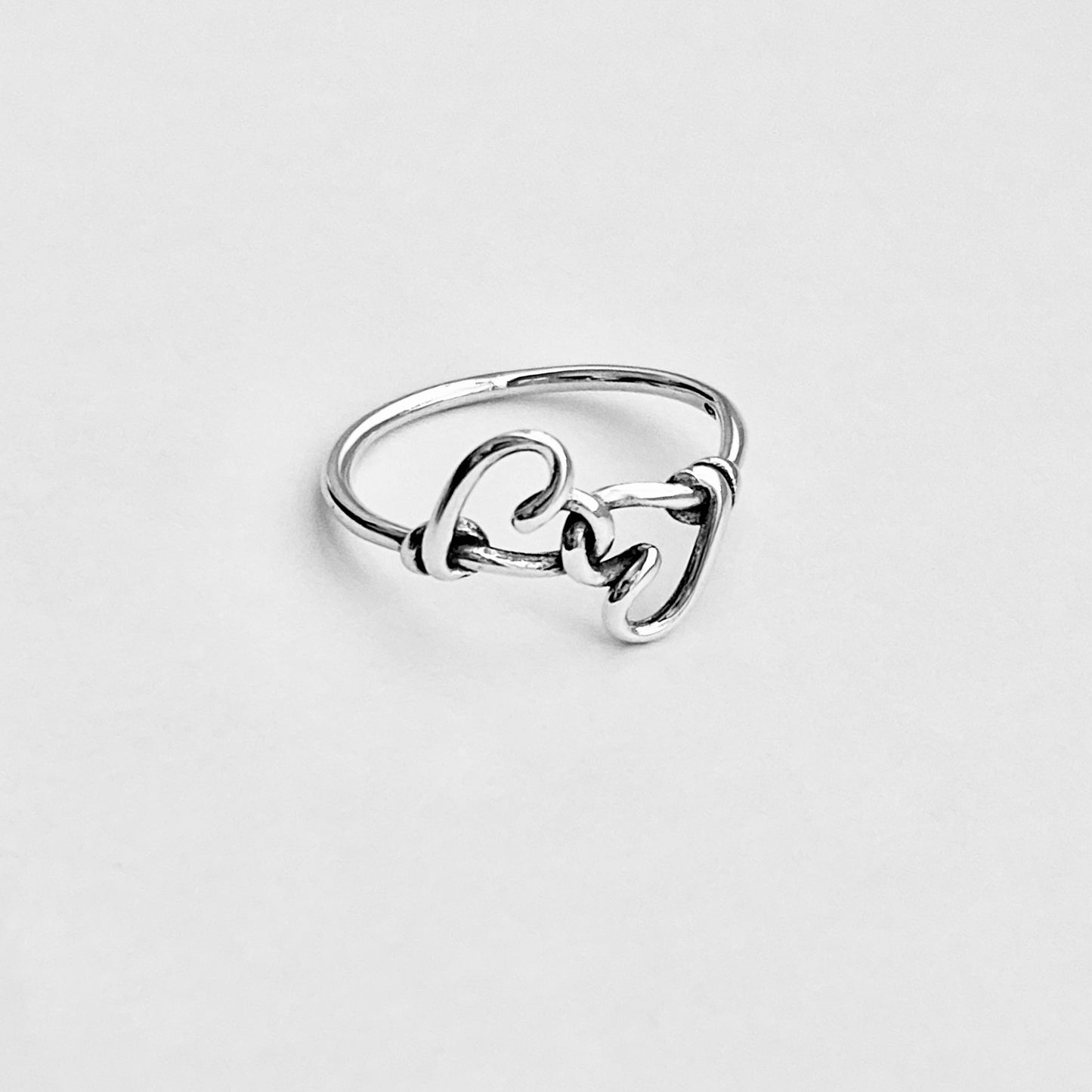 Sterling Silver Double Wire Heart Ring | Forever Connected Love, Minimalist Silver Rings