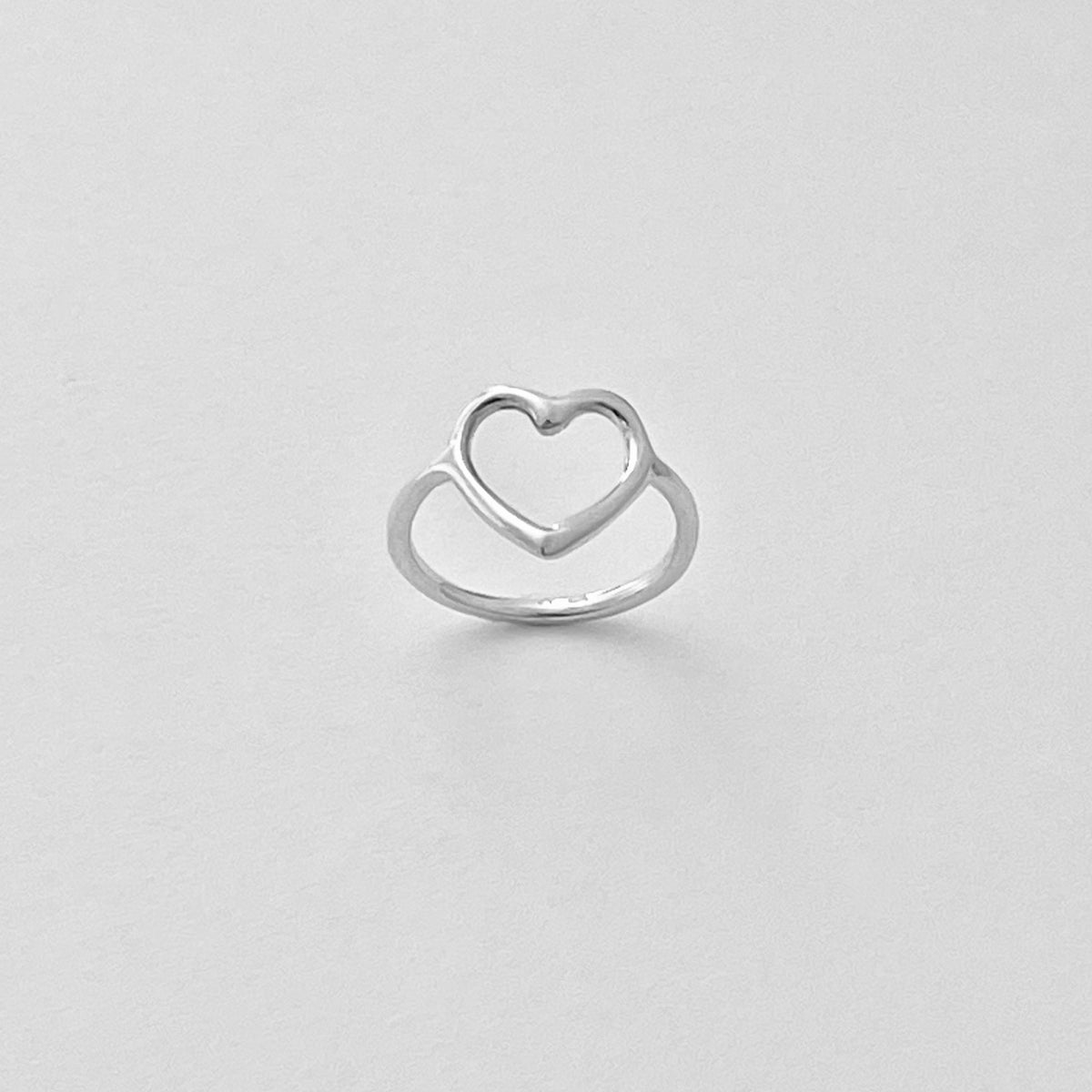Sterling Silver Open Heart Ring – Dainty Love Statement Rings