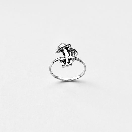 925 Sterling Silver Family of Four Mushroom Ring | Nature Tree of Life Silver Rings