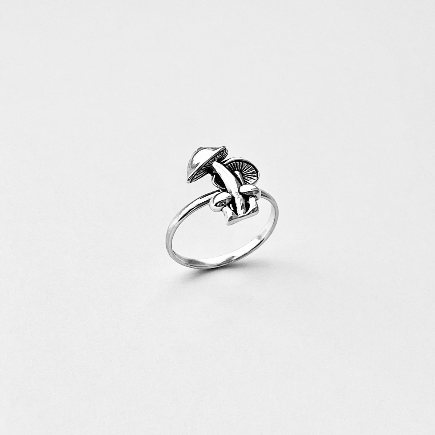 925 Sterling Silver Family of Four Mushroom Ring | Nature Tree of Life Silver Rings