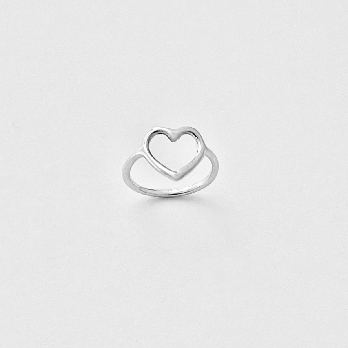 Sterling Silver Open Heart Ring – Dainty Love Statement Rings