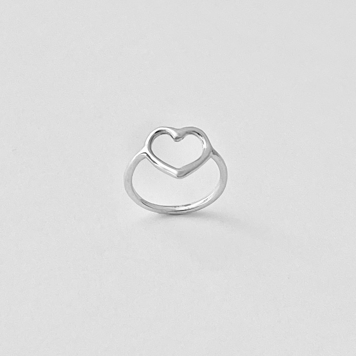 Sterling Silver Open Heart Ring – Dainty Love Statement Rings