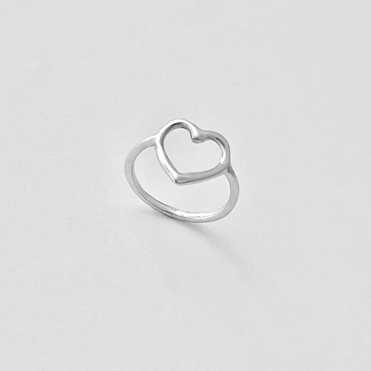 Sterling Silver Open Heart Ring – Dainty Love Statement Rings