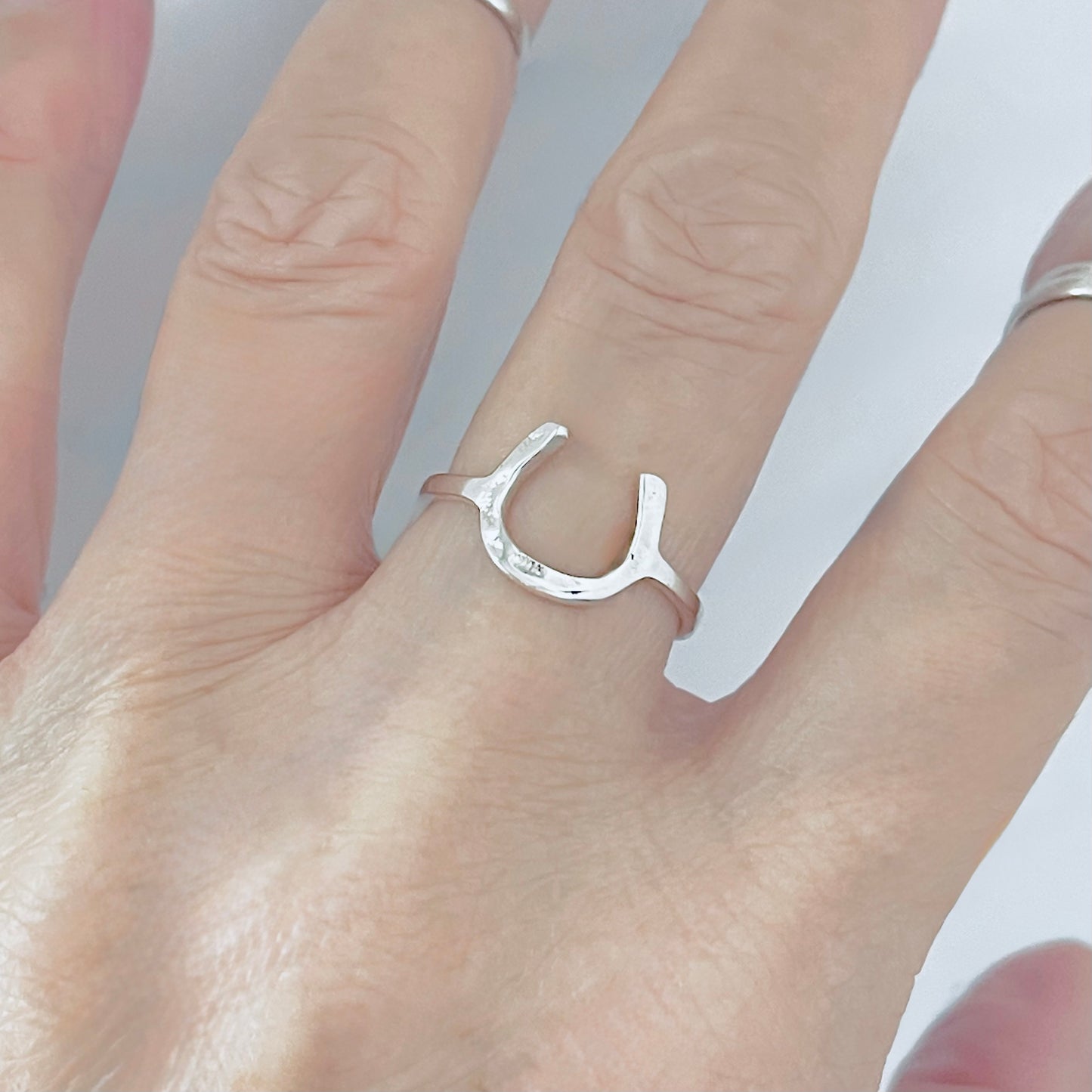 Sterling Silver Hammered Horseshoe Ring, Good Luck Jewelry, Horse Rings