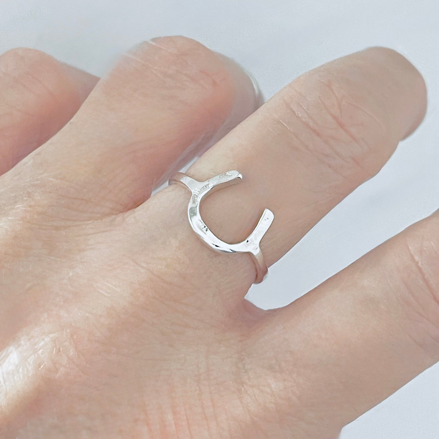 Sterling Silver Hammered Horseshoe Ring, Good Luck Jewelry, Horse Rings