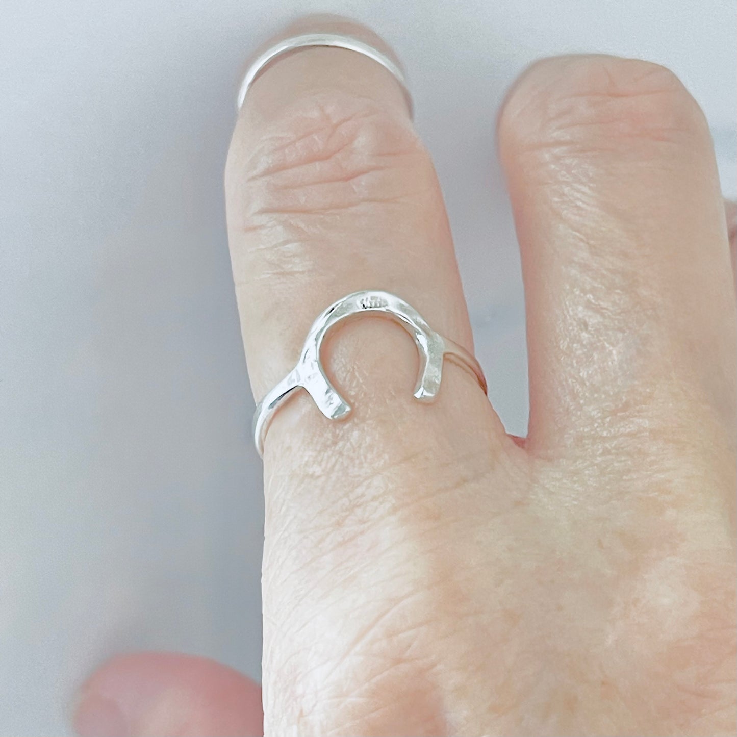 Sterling Silver Hammered Horseshoe Ring, Good Luck Jewelry, Horse Rings