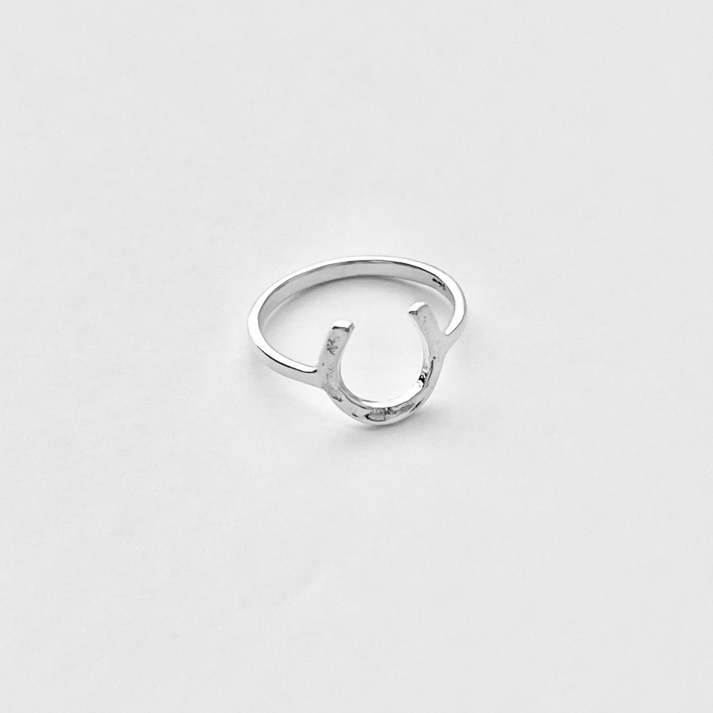 Sterling Silver Hammered Horseshoe Ring, Good Luck Jewelry, Horse Rings