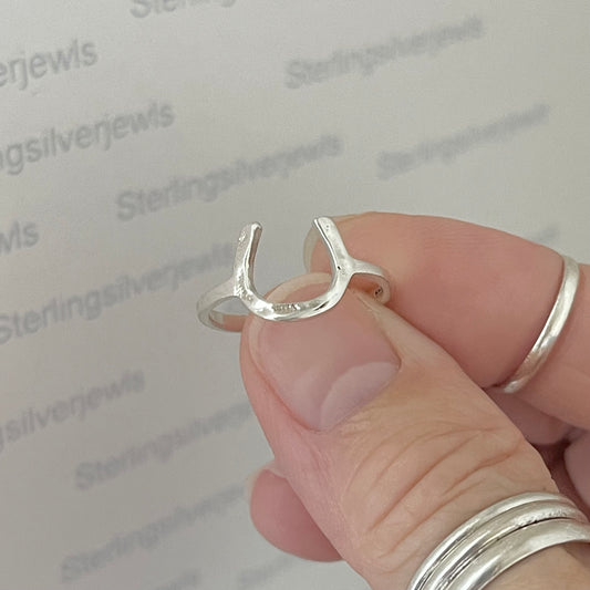 Sterling Silver Hammered Horseshoe Ring, Good Luck Rings, Silver Horse Ring