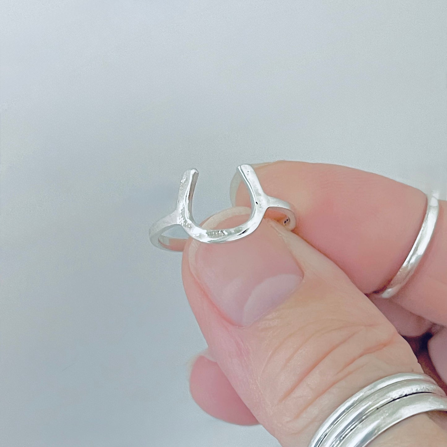 Sterling Silver Hammered Horseshoe Ring, Good Luck Jewelry, Horse Rings
