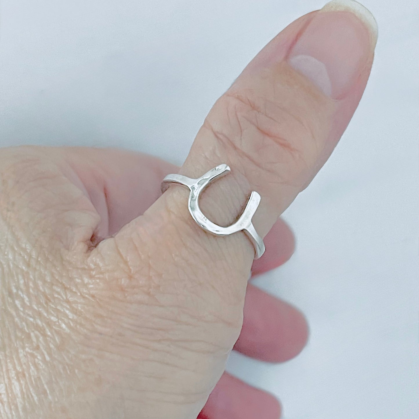 Sterling Silver Hammered Horseshoe Ring, Good Luck Jewelry, Horse Rings