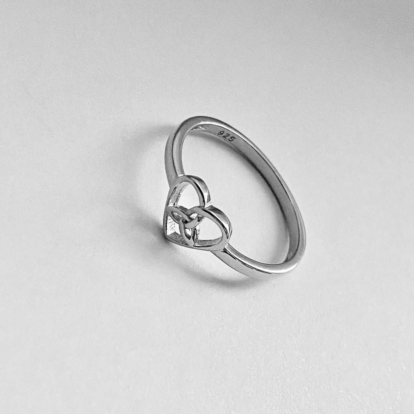 Sterling Silver Small Triquetra Heart Ring, Minimalist Trinity Celtic Rings