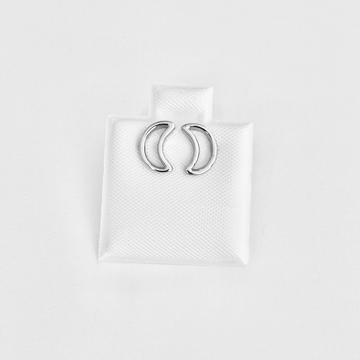 Sterling Silver Small Open Crescent Moon Earring, Celestial Stud Silver Earrings
