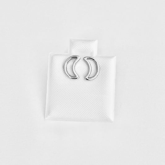 Sterling Silver Small Open Crescent Moon Earring, Celestial Stud Silver Earrings