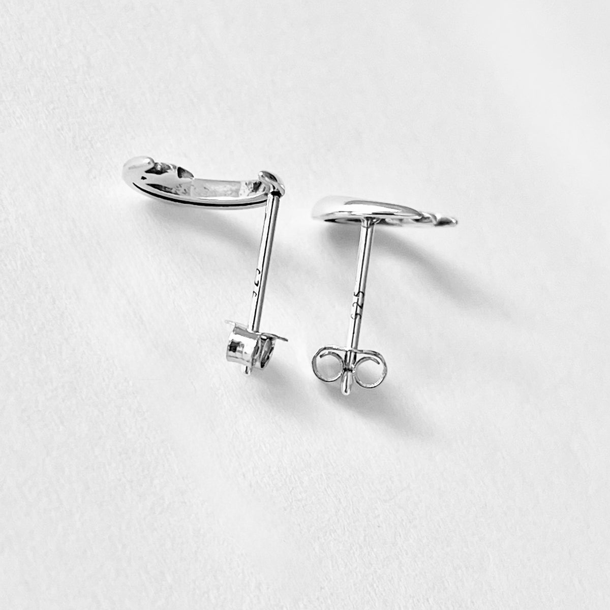925 Sterling Silver Little Star on Crescent Moon Earring, Dainty Celestial Silver earring