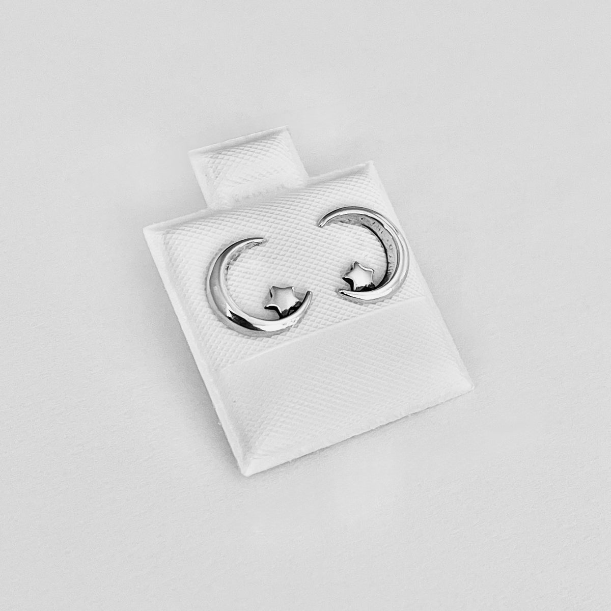 925 Sterling Silver Little Star on Crescent Moon Earring, Dainty Celestial Silver earring