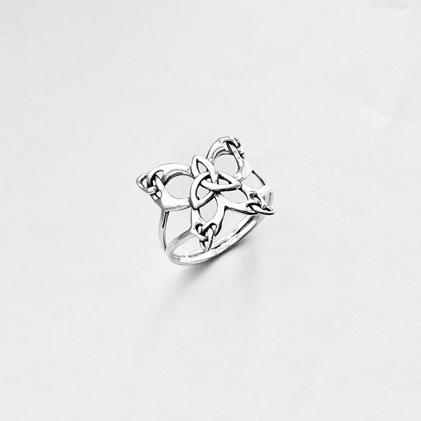 Sterling Silver Thin Delicate Statement Triquetra Butterfly Ring, Trinity Knot Rings, Celtic Bug Jewelry