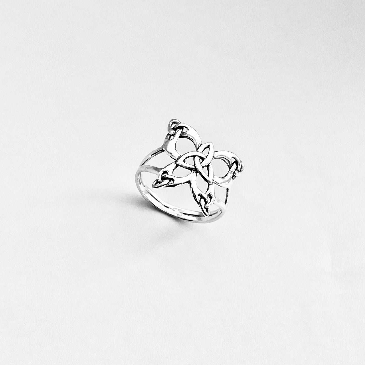 Sterling Silver Thin Delicate Statement Triquetra Butterfly Ring, Trinity Knot Rings, Celtic Bug Jewelry