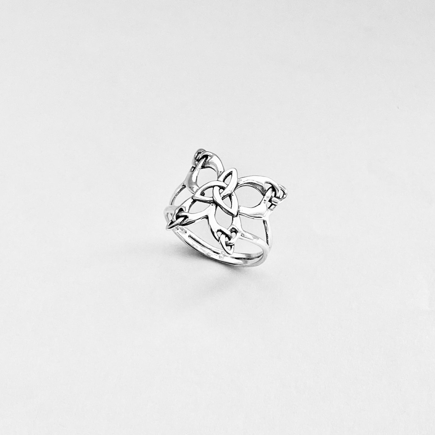 Sterling Silver Thin Delicate Statement Triquetra Butterfly Ring, Trinity Knot Rings, Celtic Bug Jewelry