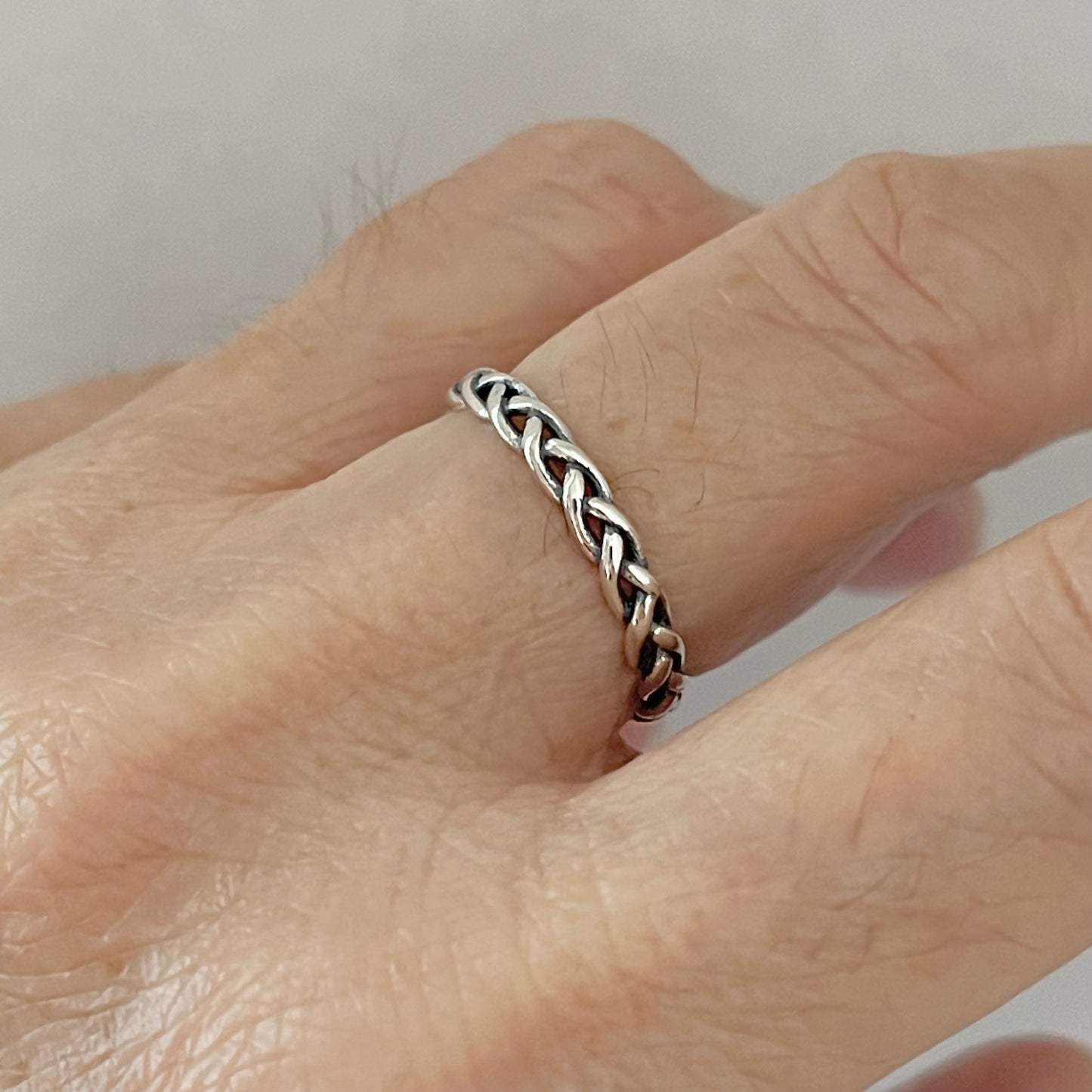 Sterling Silver Small Eternity Braid Ring, Stackable Silver Band, Twist Rings