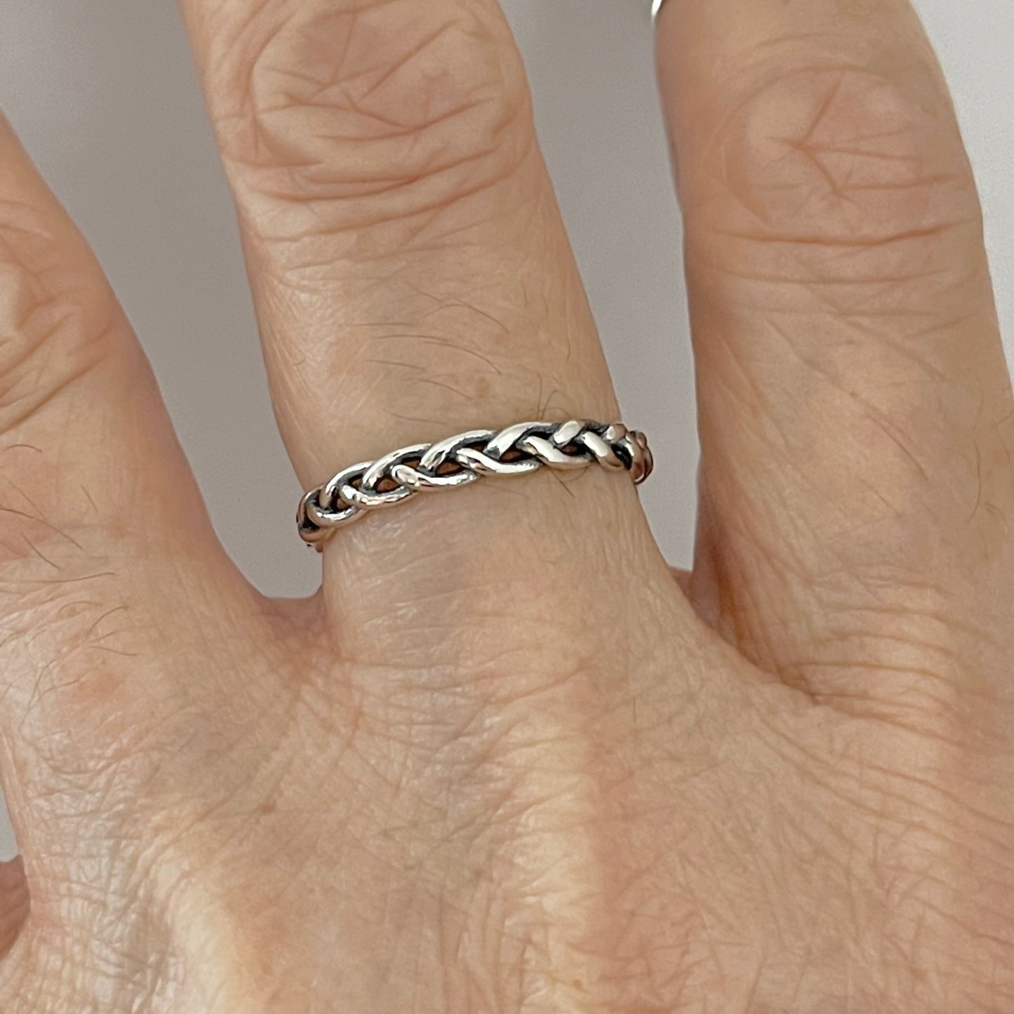 Sterling Silver Small Eternity Braid Ring, Stackable Silver Band, Twist Rings