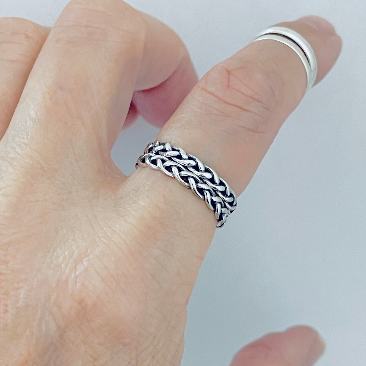 Sterling Silver Small Eternity Braid Ring, Dainty Stackable Band, Twisted Rings